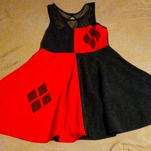 Harley Quinn dress with mesh shoulders, Batman, DC comics
